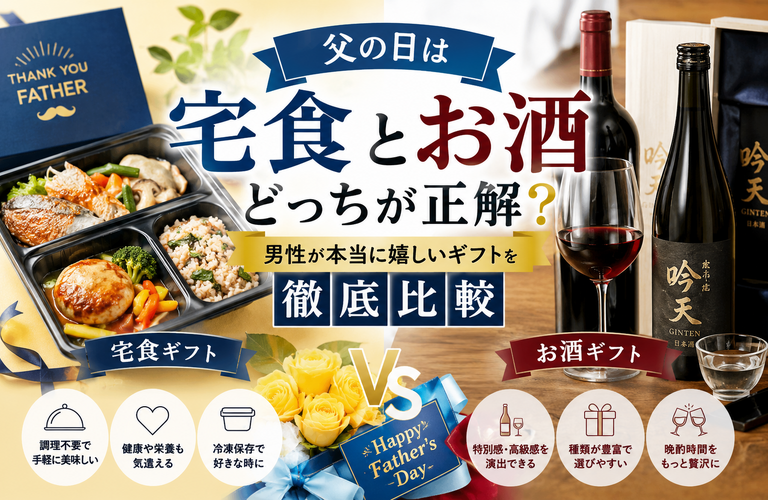 父の日は宅食とお酒どっちが正解？男性が本当に嬉しいギフトを徹底比較